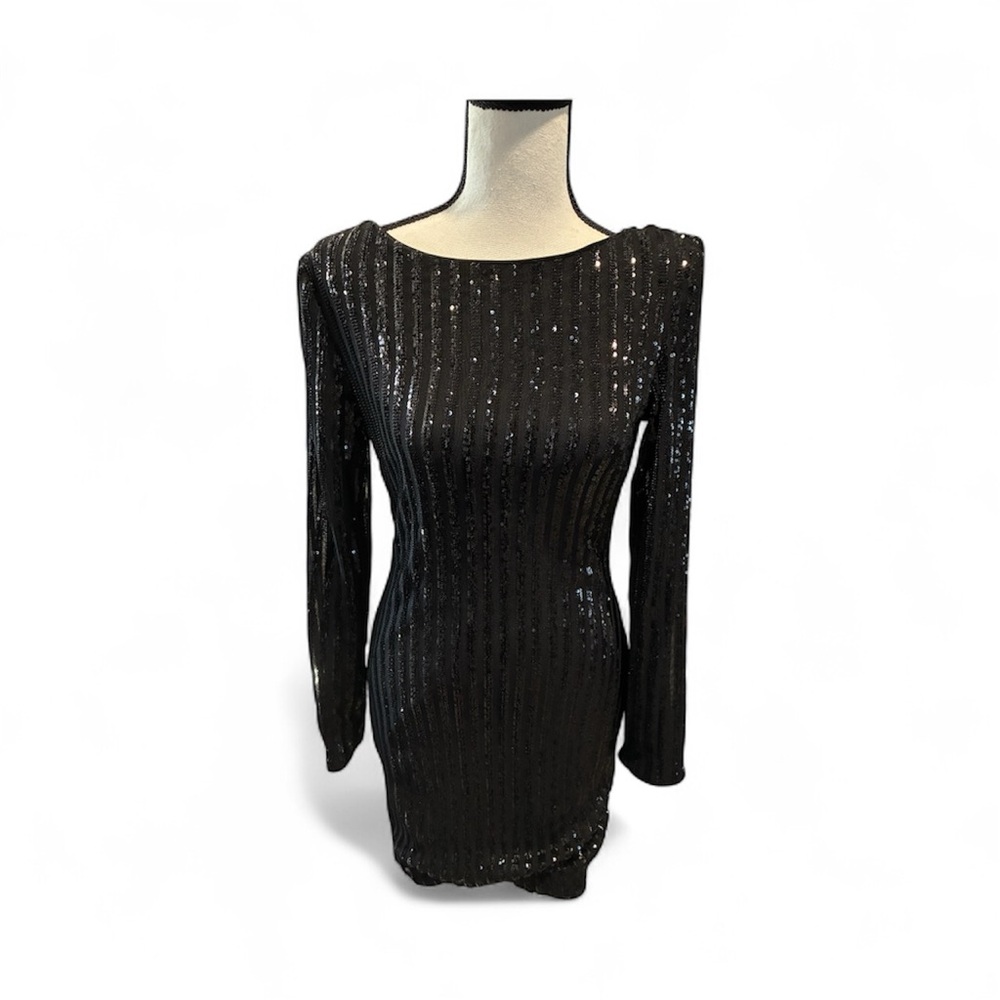 Forever 21 Black Sequin Long Sleeve Dress